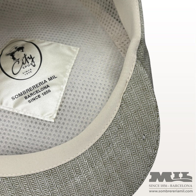 Aere Herringbone Linen Cap | City