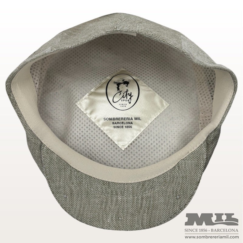 Aere Herringbone Linen Cap | City