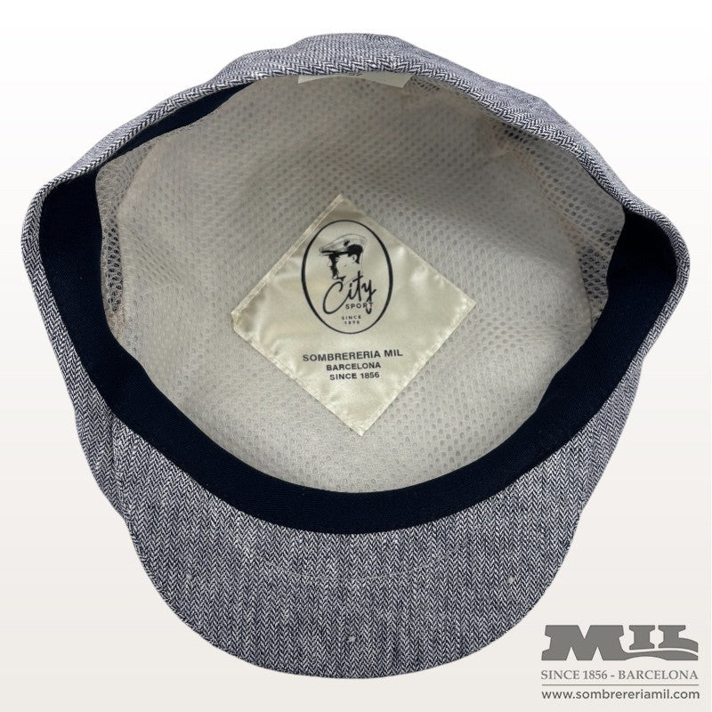 Aere Herringbone Linen Cap | City