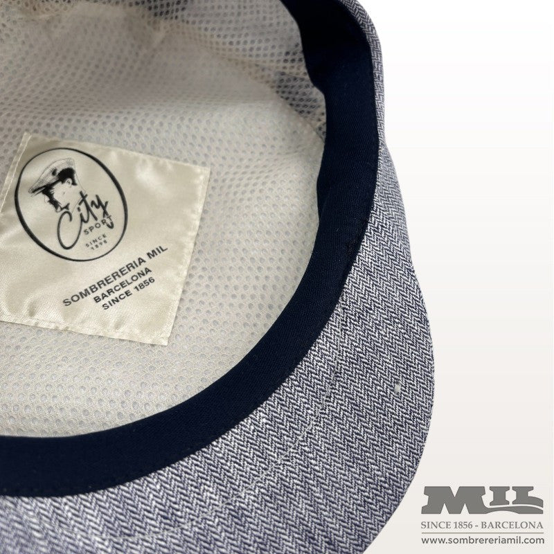 Aere Herringbone Linen Cap | City