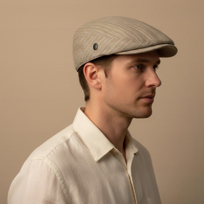 Aere Striped Linen Cap | City