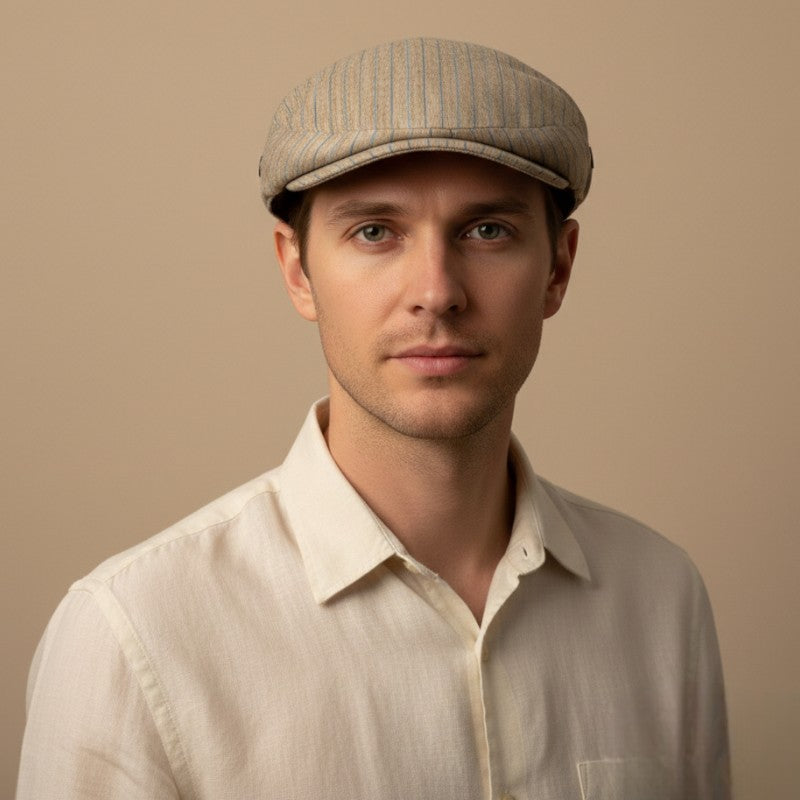 Aere Striped Linen Cap | City