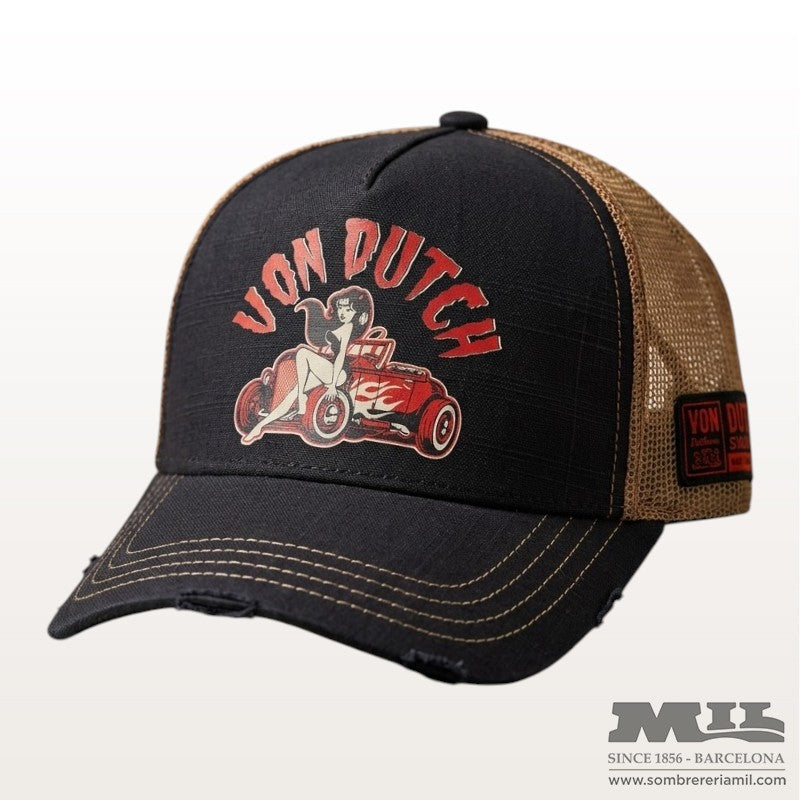 Retro Flame & Pin-Up Trucker Hat | Von Dutch
